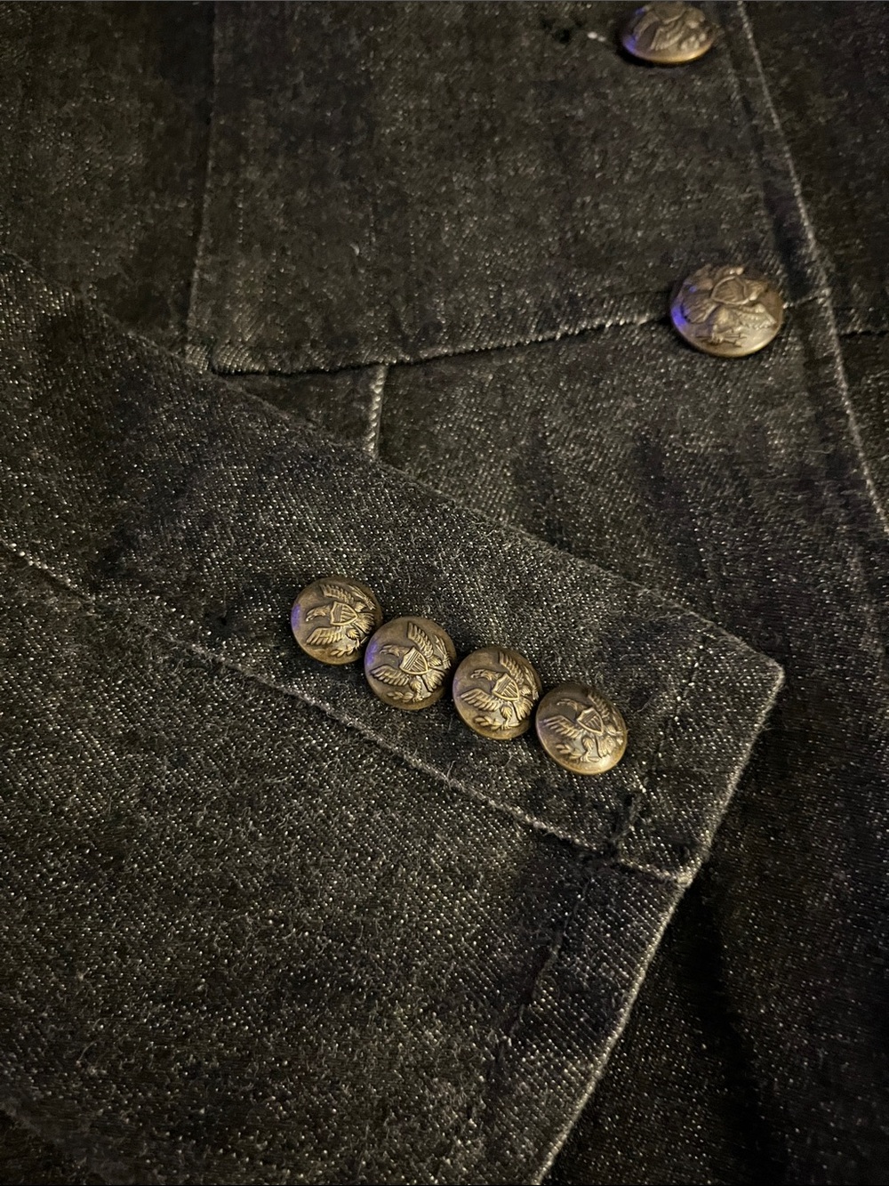 LAUREN by RALPH LAUREN BLACK DENIM W VELVET COLAR STUNNING TAILORED COAT NEW M - Picture 7 of 16
